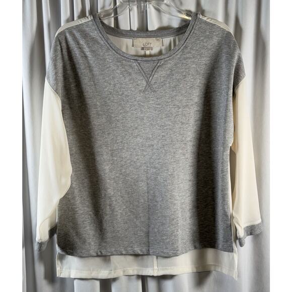 Ann Taylor LOFT Hi-Lo Media Sweatshirt, Gray & Ivory, Sz: S, 73-71 - Picture 7 of 14